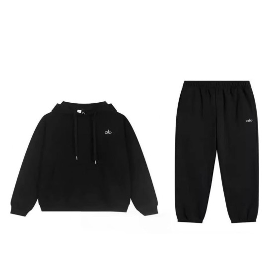 ALO Black Hooded Jogger Suit